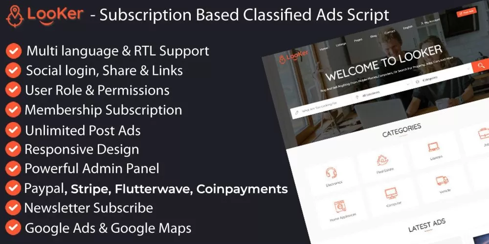 Subscription Based Classified Ads Script